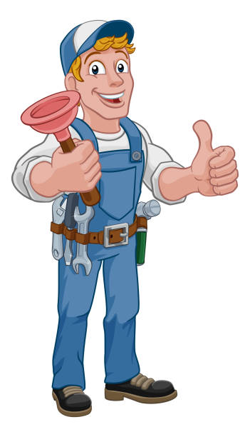 plumber-cartoon-plumbing-drain-plunger-handyman-vector-id1193734658